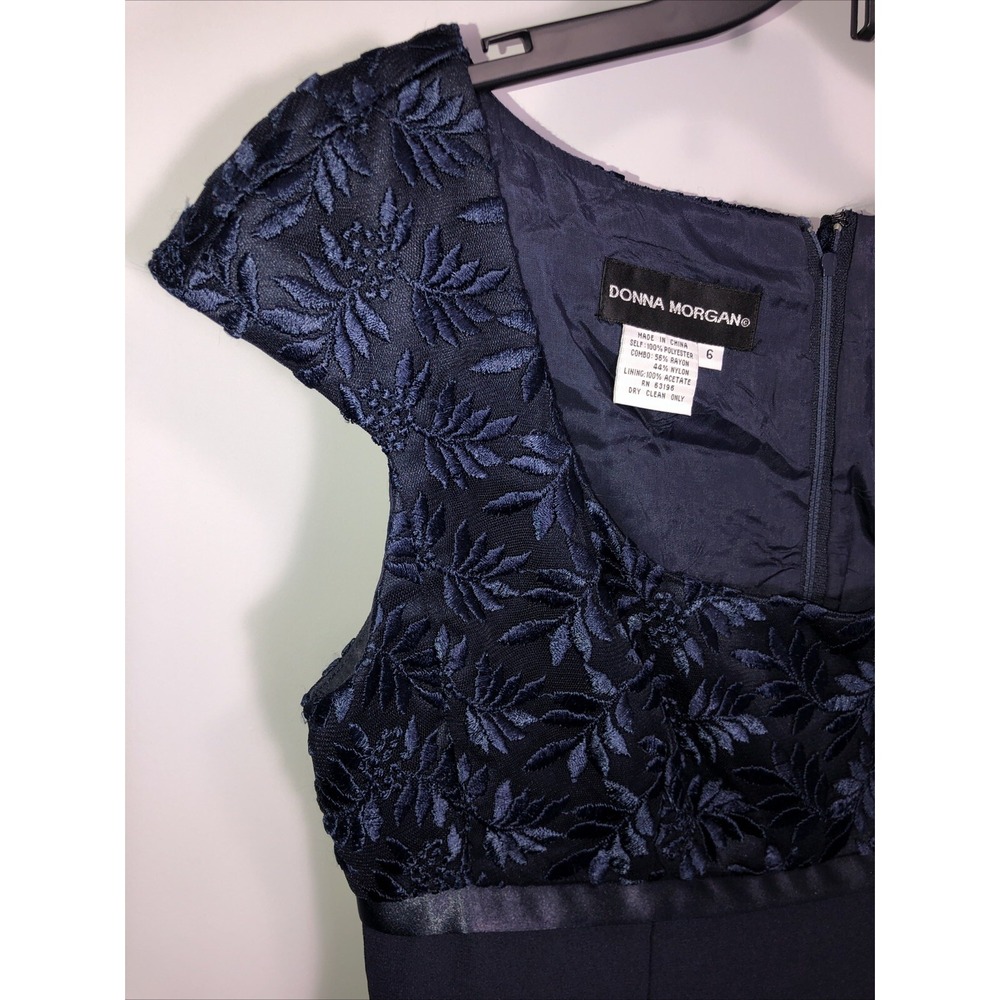 Donna Morgan Dress Women's Size 6 Navy Blue Cap Sleeves Formal Party Wedding NWT